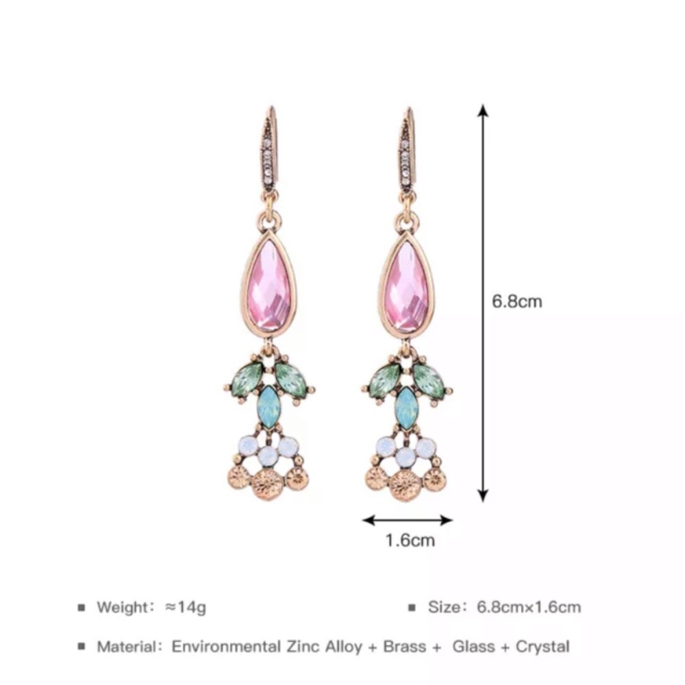 MULT-COLOR Summer BOHO Crystal Dangle Earrings - Picture 4 of 6